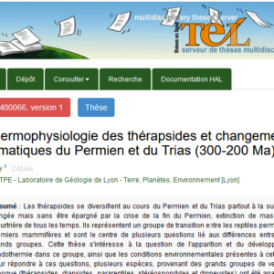 Thermophysiologie des thérapsides et changements climatiques du Permien et du Trias (300-200 Ma)